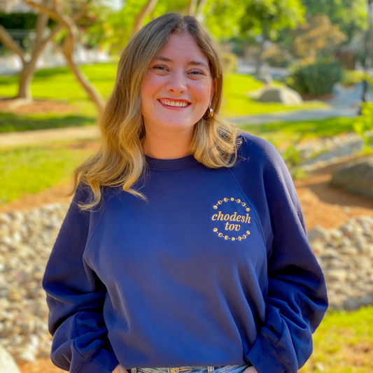 “Chodesh Tov” Gold-Embroidered Sweatshirt